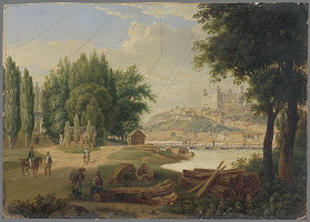 Alfred von Franck – Pohľad na Bratislavu z petržalského brehu 