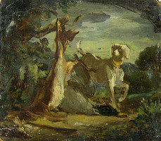 Constantin Guys – Krajinka s poľovníckym psom 