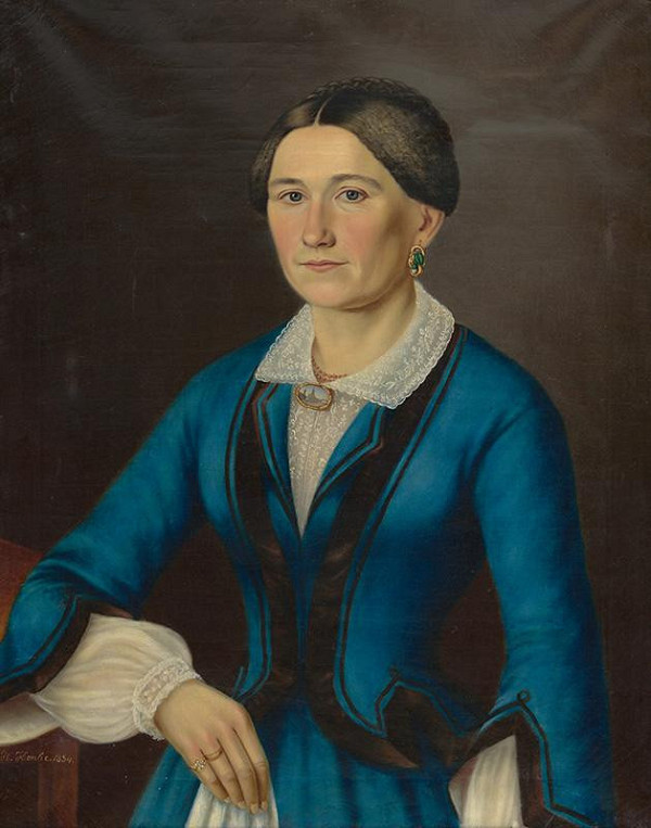 Heřman Henke – Portrét ženy v modrých šatách