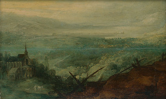 Joos de Momper ml. – Pohľad na krajinu s kostolom 