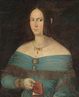 Friedrich Miletz – Portrét ženy v modrých šatách 