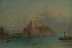 Josef Schwemminger – Pohľad na hrad Devín a rieku s parníkom 