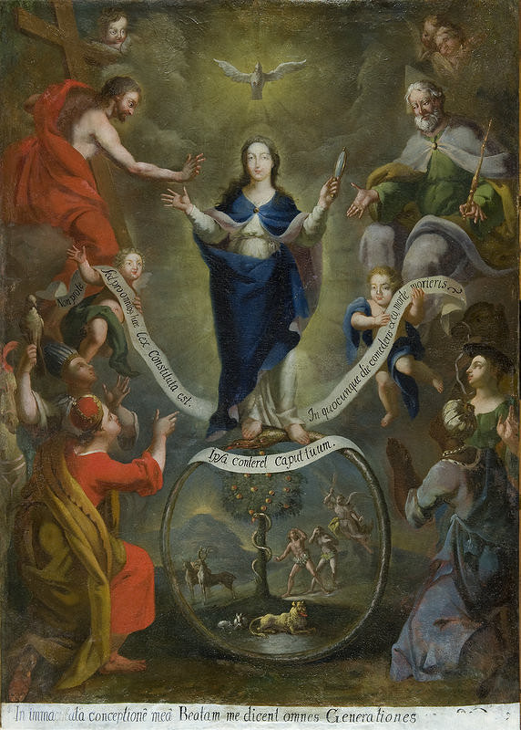 Stredoeurópsky maliar z konca 18. storočia – Immaculata adorovaná štyrmi svetadielmi 