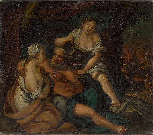 Stredoeurópsky maliar z 1. polovice 18. storočia – Zvedenie Lóta jeho dcérami