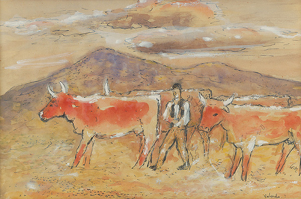 Mikuláš Galanda – Pastier so stádom kráv
