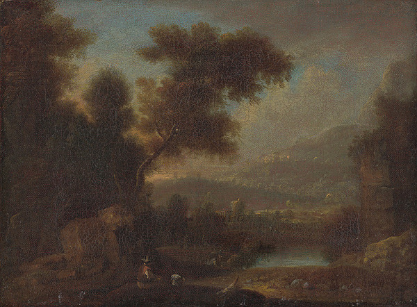 Rakúsky maliar okolo polovice 18. storočia – Romantická krajina s figurálnou štafážou  