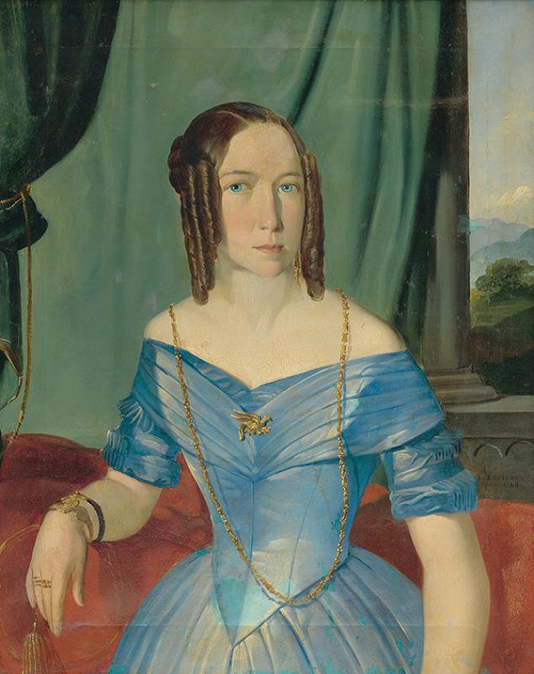 L. Zetinovich – Portrét dámy v modrých šatách