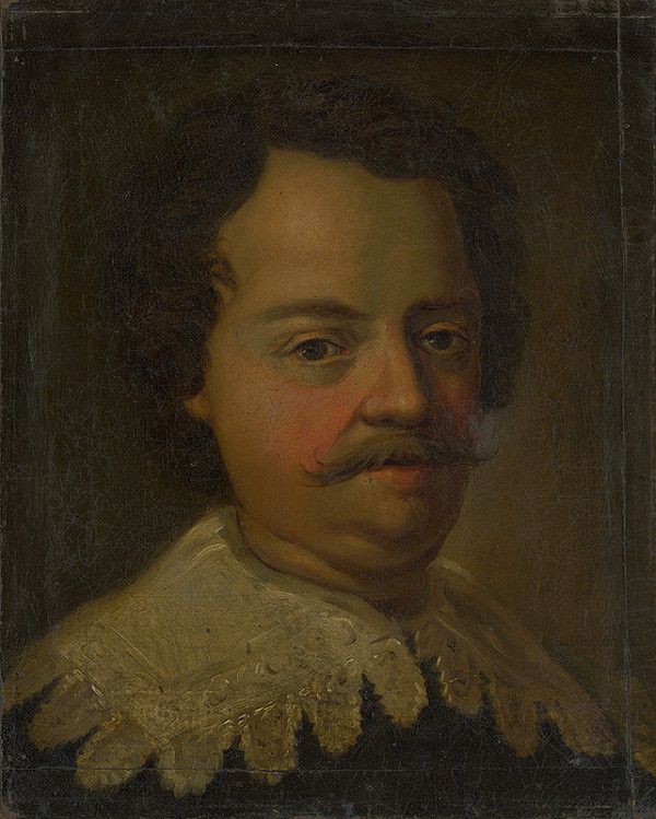 Stredoeurópsky autor z 18. storočia – Portrét muža s fúzami a bielym golierom
