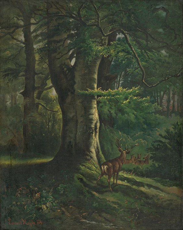 Eduard Majsch – Lesné zátišie s jeleňom