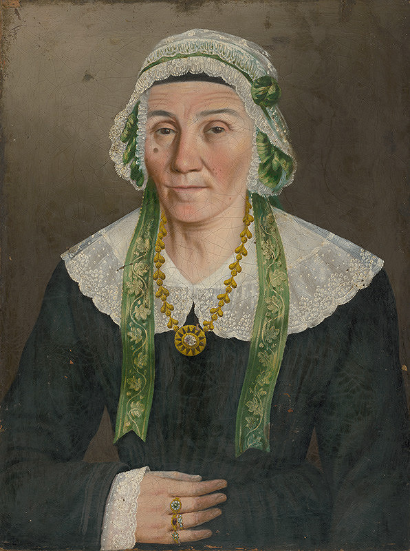 Slovenský maliar z 1. polovice 19. storočia – Portrét staršej ženy v bielom čepci
