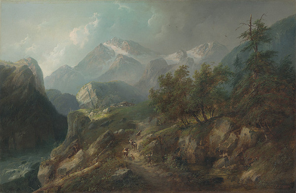 Eduard Boehm – Alpská krajina s pastierom