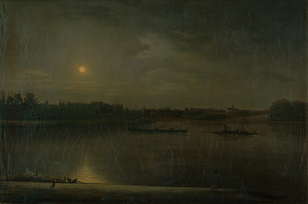 Emile Moritz Moretti, Gusztáv Halke – Večerná krajina na dolnom toku Dunaja 