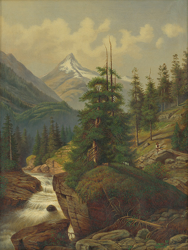 A. Zierer – Horská krajina s pastierom 