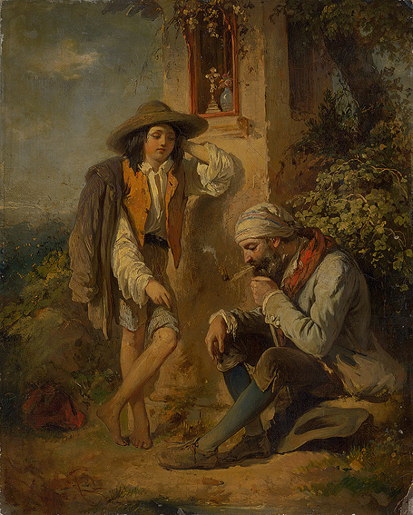 Rakúsky maliar okolo polovice 19. storočia – Odpočívajúci pútnici