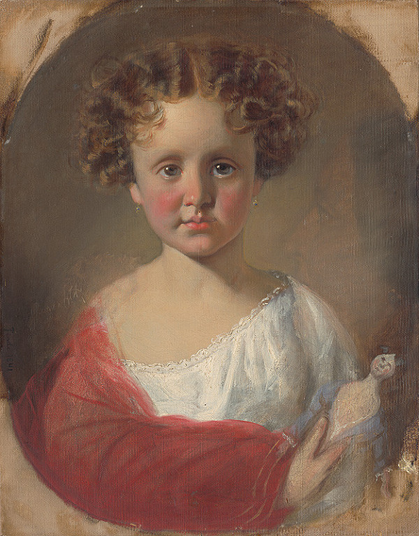 Peter Fendi – Portrét dievčaťa v červenom plášti s bábikou