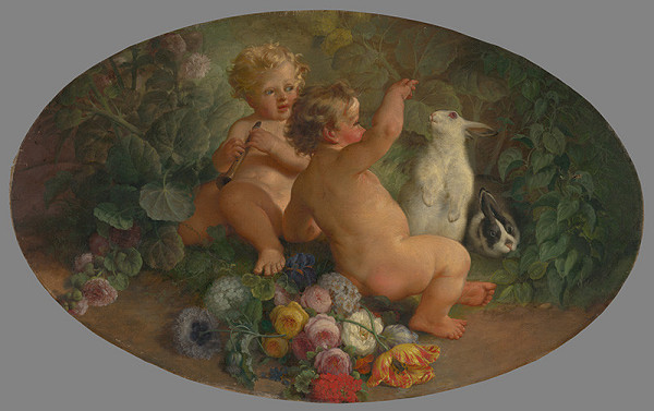 Stredoeurópsky maliar z 2. polovice 19. storočia – Putti hrajúce sa so zajacami