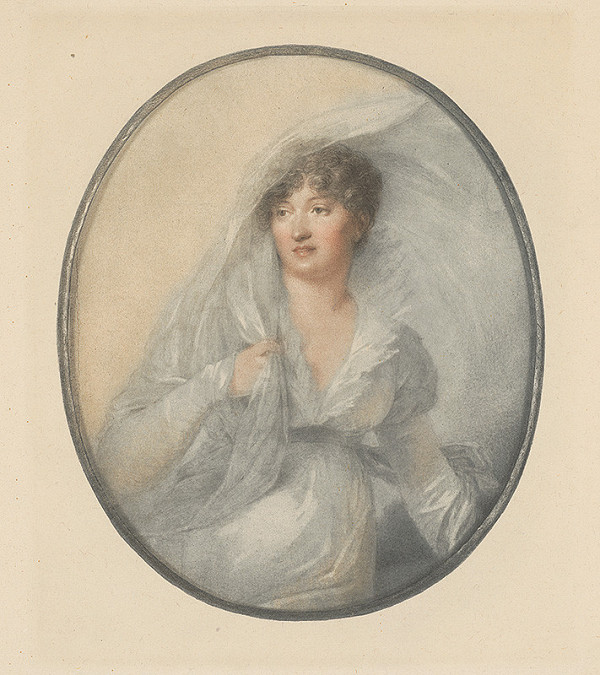 Francúzsky maliar z prelomu 18. - 19. storočia – Podobizeň dámy v bielom