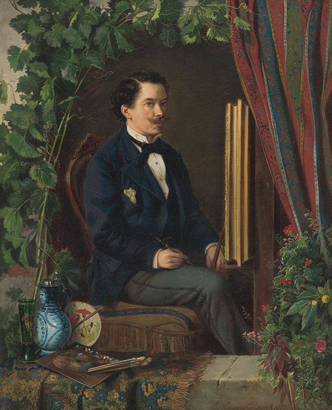 Eduard Majsch: Autoportrét v ateliéri, 1873, Galéria mesta Bratislavy