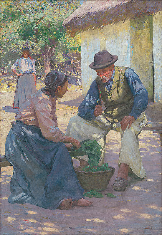 István Mérö – Dedinčania pred domom 