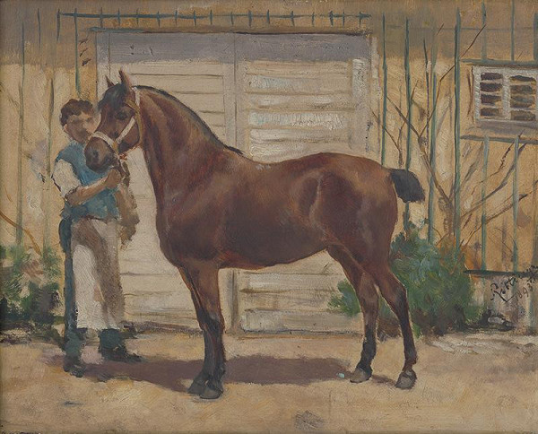 Paul von Rittinger – Muž s koňom pred stajňou