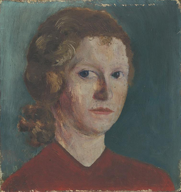 Slovenský maliar z 1. tretiny 20. storočia – Portrét dámy v červenej blúzke 