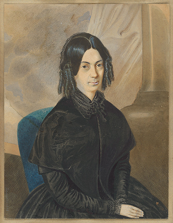 Stredoeurópsky maliar z 2. štvrtiny 19. storočia – Portrét ženy s lokňami