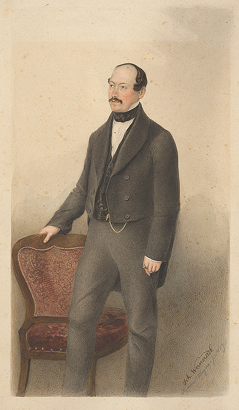 Johannes Werner – Portrét muža stojaceho pri stoličke