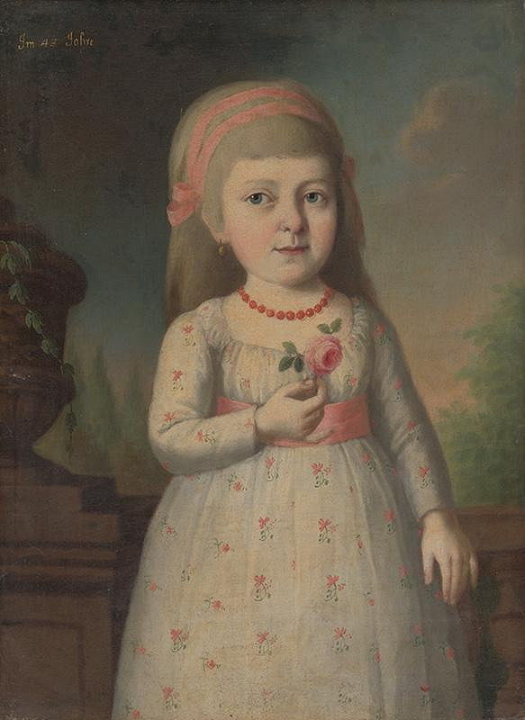 Stredoeurópsky maliar z 1. polovice 18. storočia – Portrét dievčatka s ružou v ruke