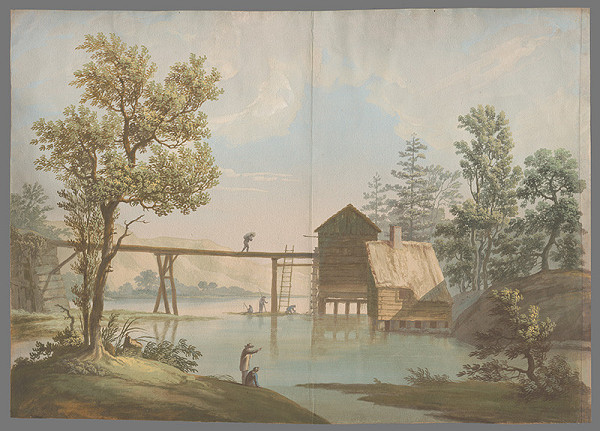 Stredoeurópsky maliar z 1. štvrtiny 19. storočia – Krajinka pri rieke 