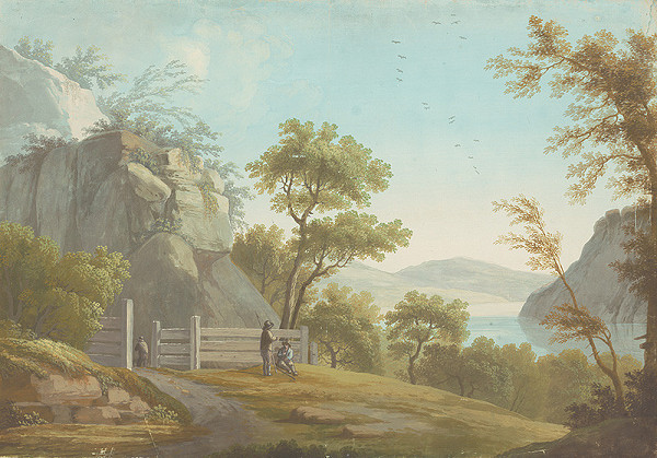 Stredoeurópsky maliar z 1. štvrtiny 19. storočia – Krajina s drevenou ohradou