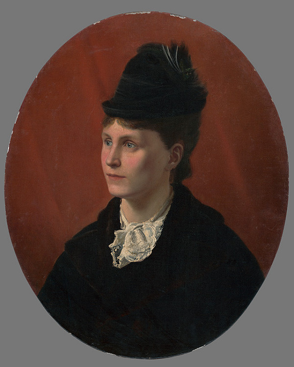 Stredoeurópsky maliar z konca 19. storočia – Podobizeň ženy v čiernom klobúku