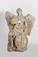 Viedenský sochár z 1. polovice 18. storočia – Kľačiaci anjel - štíonosič  II. s kartušou s erbom Uhorska 