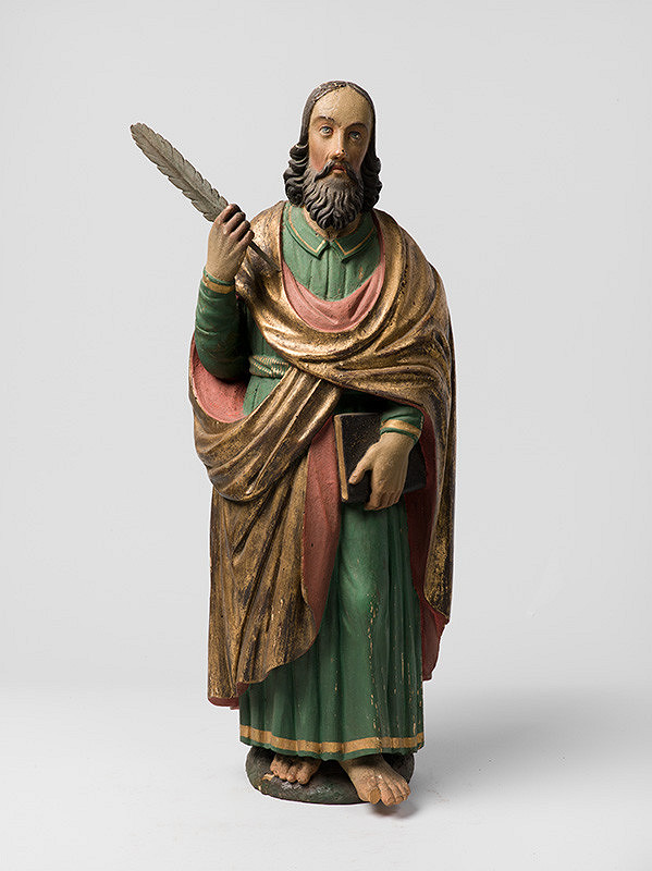 Slovenský rezbár z 19. storočia – Evanjelista s knihou a perom 