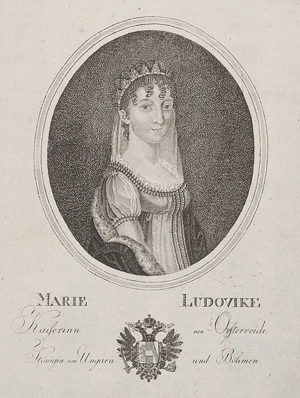 Stredoeurópsky grafik z 19. storočia – Portrét Márie Ludoviky Beatrix von Österreich-Este (1787 - 1816)
