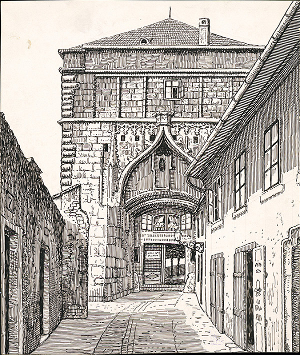 Karol Frech – Žigmundova brána a vstup do kasární, Bratislavský hrad