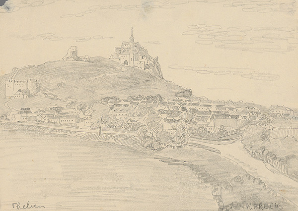 Karol Frech – Pohľad na obec a hrad Devín