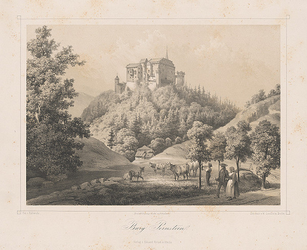 Wilhelm Loeillot, František Kaliwoda – Pohľad na hrad Pernštejn
