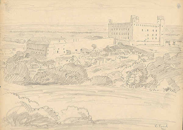 Karol Frech – Pohľad na Bratislavský hrad zo severozápadu