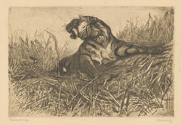 Nemecký grafik z 20. storočia – Utekajúci tiger
