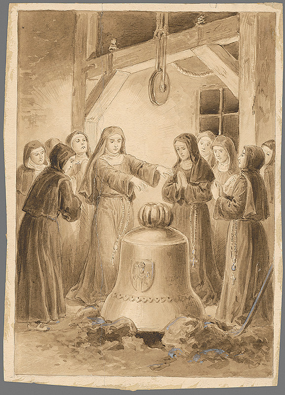 Stredoeurópsky grafik z 20. storočia – Rehoľné sestry pri zvone