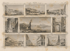 Stredoeurópsky grafik z 19. storočia – Významné budovy v Neapoli 