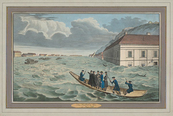 Stredoeurópsky grafik z 19. storočia – Povodeň v Budíne