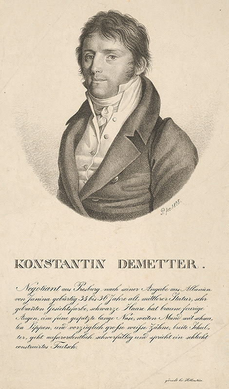 Stredoeurópsky grafik z 1. polovice 19. storočia – Portrét Konstantina Demettera