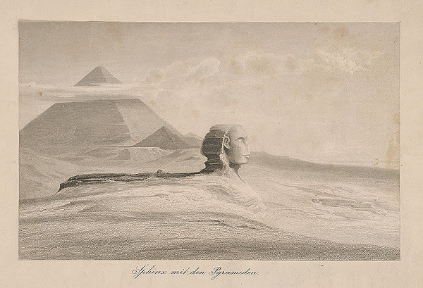Nemecký grafik z 19. storočia – Sfinga s pyramídou