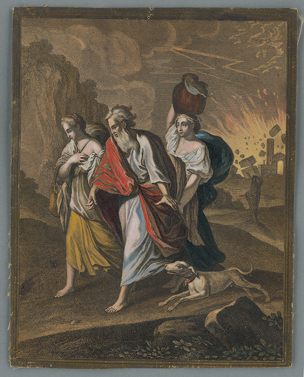 Caspar Luyken – Lót a jeho dcéry na úteku zo Sodomy