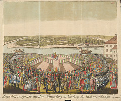 Johann Hieronymus Löschenkohl – Prísaha Leopolda II. na korunovačnom vŕšku v Bratislave 