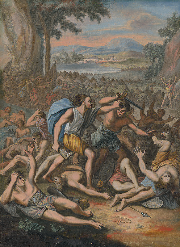 Caspar Luyken, Christoph Weigel st. – Samson bojuje proti filištíncom osliou čelusťou