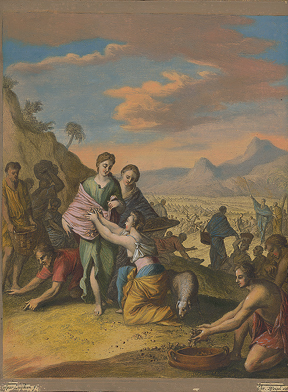 Caspar Luyken, Christoph Weigel st. – Zbieranie manny na púšti