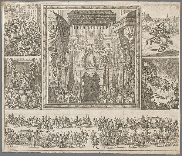 Stredoeurópsky grafik zo 17. storočia – Korunovácia Jozefa I. v Bratislave