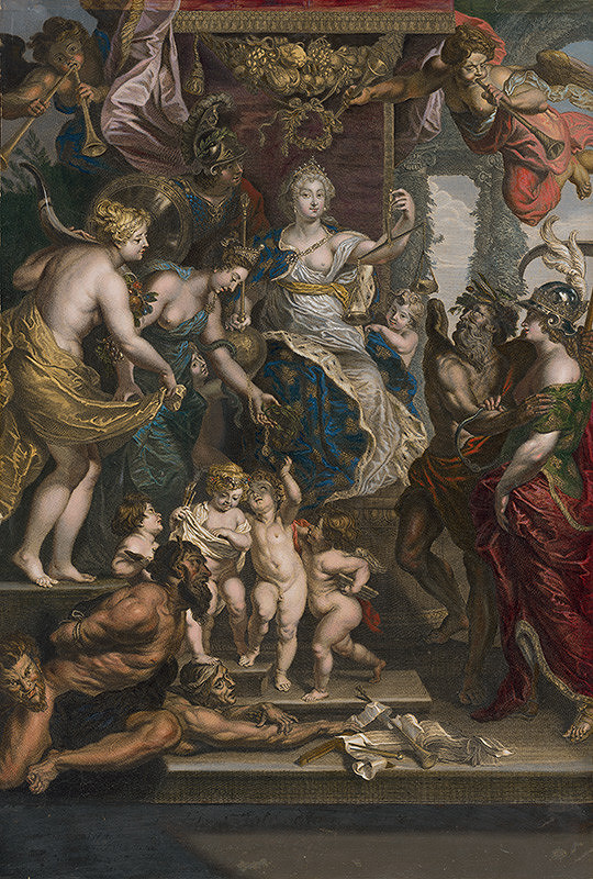 Bernard Picart, Jean Marc Nattier, Peter Paul Rubens – Alegória šťastnej vlády Márie de Medici (18.) (La Félicité de la Regence)